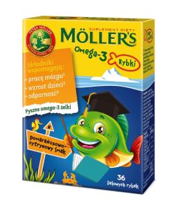 Mollers Omega-3 Rybki Pomarańcza-cytryna 36 żelków 