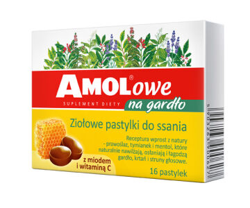 AMOLowe na gardło do ssania miód+vit C 16 sztuk